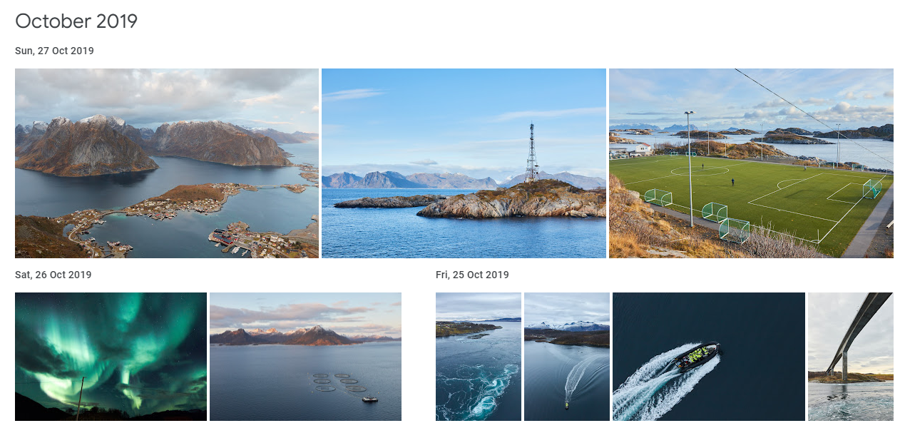 A fluid image layout in Google Photos
